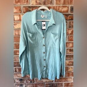 BKE teal ribbed  Button Down Shirt